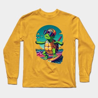 Cool Surfing Turtle Long Sleeve T-Shirt